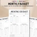 Printable Monthly Budget, Monthly Income &amp; Expense, Monthly Budget Printable, PDF, A4, A5, Us ...