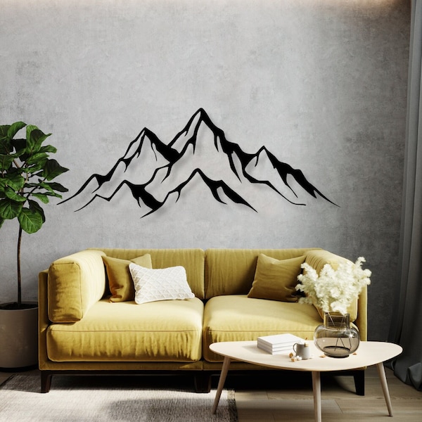 Wall Decoration Lineart Mountains | Wall Decoration Alps | Living Room Decoration Bedroom | Wall Panels | 3D Image | Wall Decoration | wood