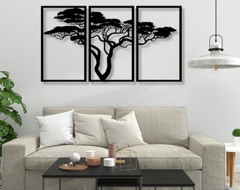 Wall decoration African tree, decoration for living room, bedroom, wooden wall panels, in unique 3D image wall decoration, wall art decor