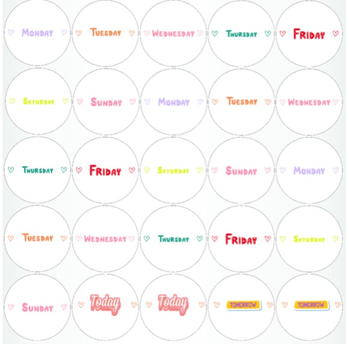 Monday Sticker Line Planner Stickers | Days of the Week |monday - Sunday & Today/tomorrow ...