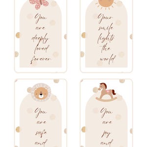 Karty afirmacji Baby Boho A4 PDF | Do druku | Prezent dla noworodka | 31 delikatnych cytatów o miłości do siebie | Prezenty na baby shower | Prezenty z życzeniami dla dziecka