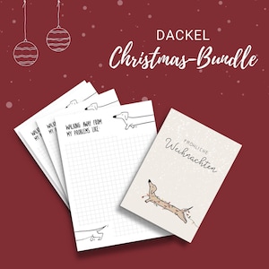 Christmas Bundle Dackel // Notizblock Dackel // Weihnachtskarte Dackel
