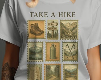 Take A Hike-T-shirt, vintage wandelstempels, Outdoor-T-shirt