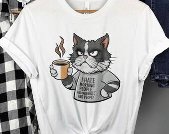 Grumpy Cat Coffee Lover T-Shirt | Sarcastic Introvert Humor Tee (Garment-Dyed Cotton)
