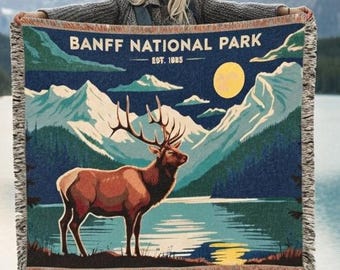 Personalized Banff National Park Woven Cotton Blanket - Nature Lover Gift