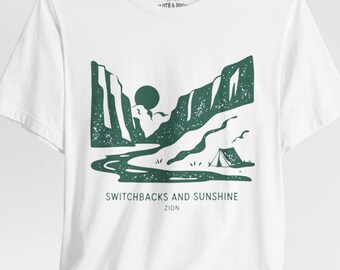Zion National Park Switchbacks Sunshine T-Shirt, Mountain River Camping Tee