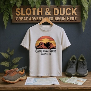 Cathedral Rock Sedona T-Shirt: Retro Sunset Graphic Tee, Arizona Souvenir
