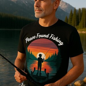 Peace Found Fishing T-Shirt: Men&#39;s Angler Gift
