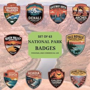 Nationalparksmärken: Reseklistermärken, PNG SVG-filer (digital nedladdning)