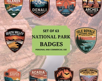National Park Badges: Travel Stickers, PNG SVG Files (Digital Download)