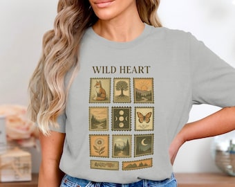 Vintage Nature Stamps T-Shirt, Outdoorsy Graphic Tee, Comfort Colors