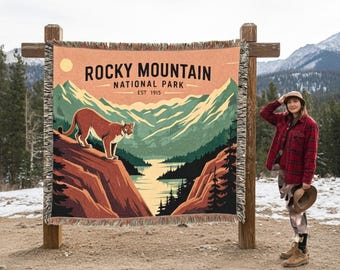 Personalized Rocky Mountain National Park Woven Cotton Blanket