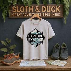Mountain Reflection T-Shirt: Adventure Nature Tee - Hiking Camping