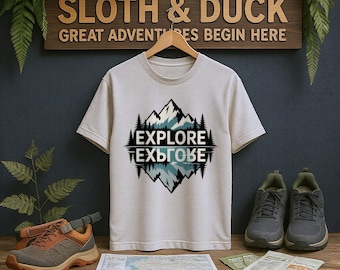 Mountain Reflection T-Shirt: Adventure Nature Tee - Hiking Camping