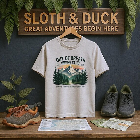 Out of Breath Hiking Club T-shirt: Funny Mountain Graphic Tee