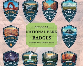 National Park Badges: Travel Stickers, PNG SVG Files (Digital Download)