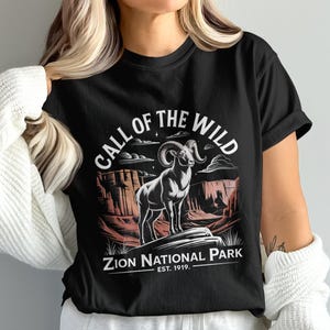 Zion National Park T-Shirt, Call of the Wild Tee, Bighorn Sheep Shirt, Vintage Style, Nature Lover Gift, Unisex Graphic Tee, Hiking T-Shirt