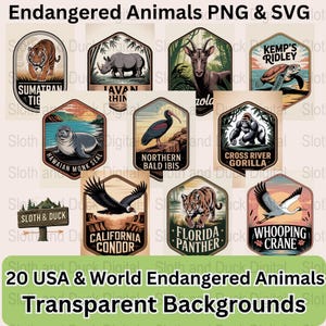 Endangered Animals Clipart: Conservation PNG, SVG (Digital Download)