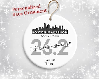 Personalized Boston Marathon Ornament, Heartbreak Hill, 26.2 Finisher Gift