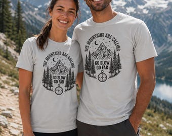 Mountains Are Calling T-Shirt | Linocut Adventure Graphic Tee