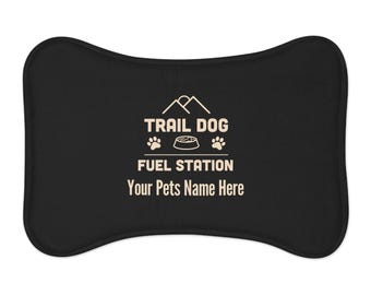 Trail Dog Fuel Station Pet Feeding Mat | Personalized Dog Food Bowl Placemat