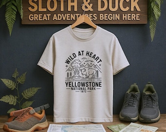 Yellowstone National Park T-Shirt: Buffalo & Geyser Vintage Design