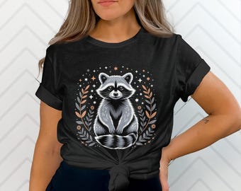 Raccoon T-Shirt, Floral Wreath, Nature Lover Graphic Tee
