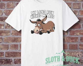 Funny Running T-Shirt: Donkey Graphic, Marathon Runner Gift