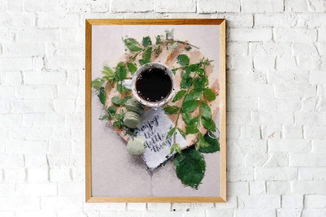 Coffee Cup Wall Art Digital Printable Coffee Bar Decor Black Etsy