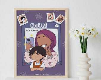 Smile its Sunnah Art Print | Quranic Reminders | Perfect for Muslims seeking knowledge | Digital Animated | Art