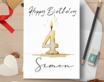 Personalized 4th Birthday Card: Custom Celebration