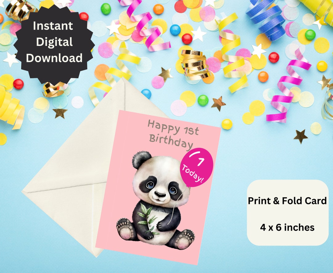 Printable 1st Birthday Card 1st Birthday Card Girl - Etsy
