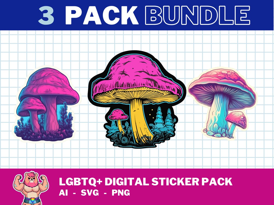 Mushroom Pride Digital Download SVG AI PNG Lgbtq Queer Art Etsy