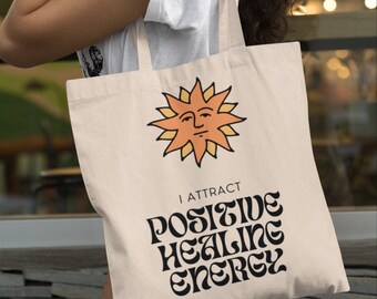 Natural Tote Bag Positive Affirmations and Manifestations/perfect for travel and vacations/everyday bag/gift for girlfriend, sister, bff