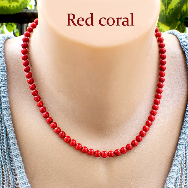 Red Coral Bead Choker Necklace For Women • Coral Necklace • Coral Jewelry • SD43