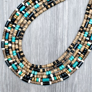 Men's Casual Surfer Beach Choker Necklace - Brown 2-Tone Leaf Pendant, Adjustable Hemp & Alloy