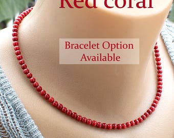 Set collana e bracciale in corallo rosso • Girocollo in corallo • Gioielli da donna con perline • Regalo per lei • SD50