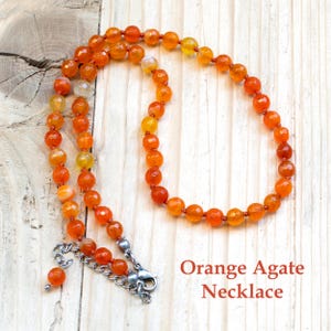 Elegant Orange Agate Necklace • Vibrant Gemstone Hand Knotted Artisan Necklace • Feminine Beaded Piece • Trendy Natural Stone • SD40