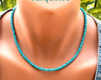 Dainty Turquoise Necklace • Blue Gemstone Bead Necklace  • Turquoise Jewelry •  SD40