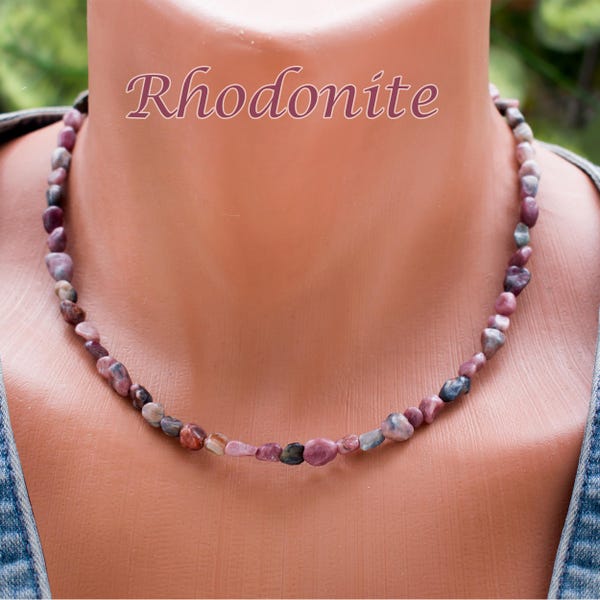 Rhodonite Necklace - Etsy