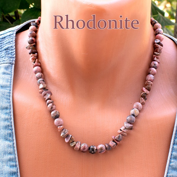 Rhodonite Necklace - Etsy