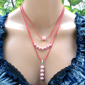 Minimalist Rhodochrosite Necklace, Rhodochrosite Choker, Rhodochrosite Beaded Necklace, Pendant| Handcrafted Artisan Gemstone Jewelry • SD68
