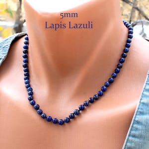 Lapis Lazuli Halsband • 5 mm Blå Ädelstenspärlor • Knutna Naturstensmycken • SD25