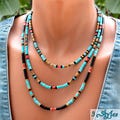 Southwestern Turquoise Necklace Heishi Beads, Long Turquoise Jewelry, Tribal-Inspired Gemstone for Men & Women SD31 product logo