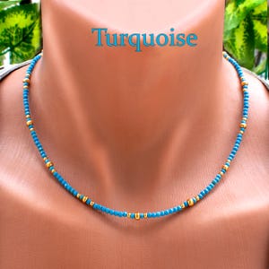 Turquoise Gold Necklace • Turquoise Necklace Gold • Small Turquoise Bead necklace • Handmade Birthday Gift For Her • Gift For Women • SD40