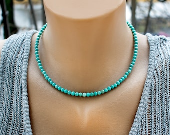 Turquoise Bead Choker Necklace • Delicate Hand Made Jewelry • Minimalist Neckwear • SD20