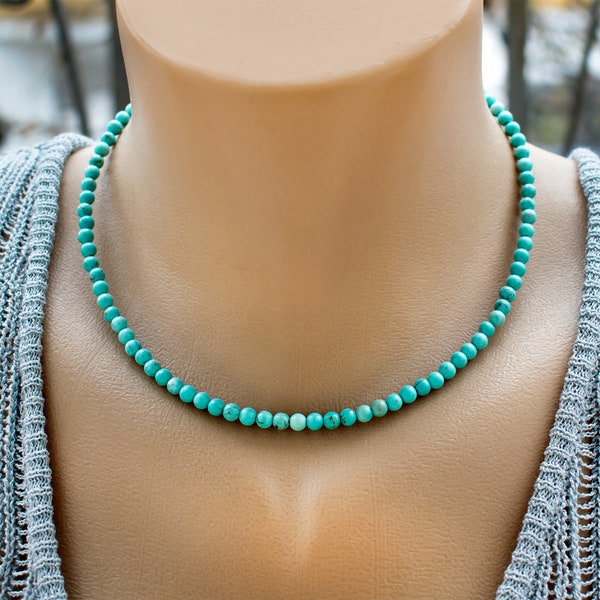 Turquoise Bead Choker Necklace • Delicate Hand Made Jewelry • Minimalist Neckwear • SD20