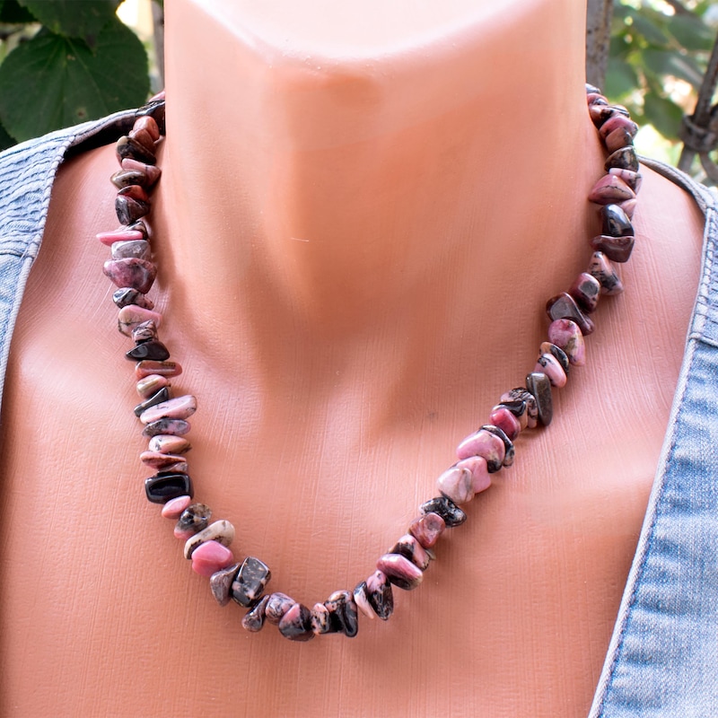 Rhodonite Necklace - Etsy