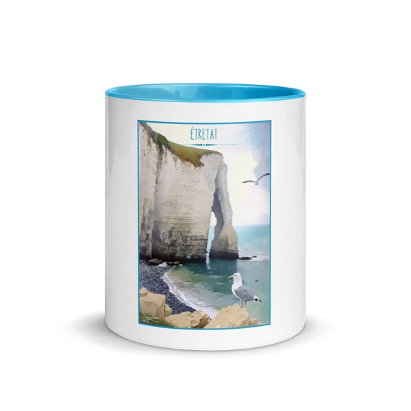 Mug Décoratif Falaises d'Étretat : Tasse unique en céramique avec une illustration de paysage naturel pour une pause Café relaxante