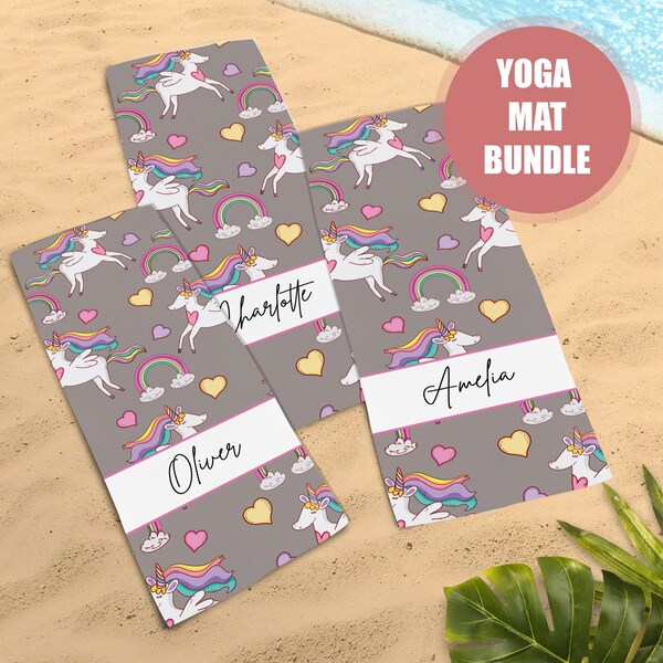 Yoga Mat Bundle, Personalized Yoga Mat, Children’s Yoga Mat, Kids Fitness Gift, Yoga Mat, Gift for Kids, Custom Yoga Mat, Kids Yoga Mat